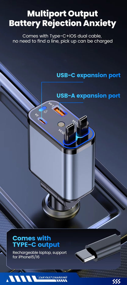 RETRACTABLE CAR CHARGER 4em 1
