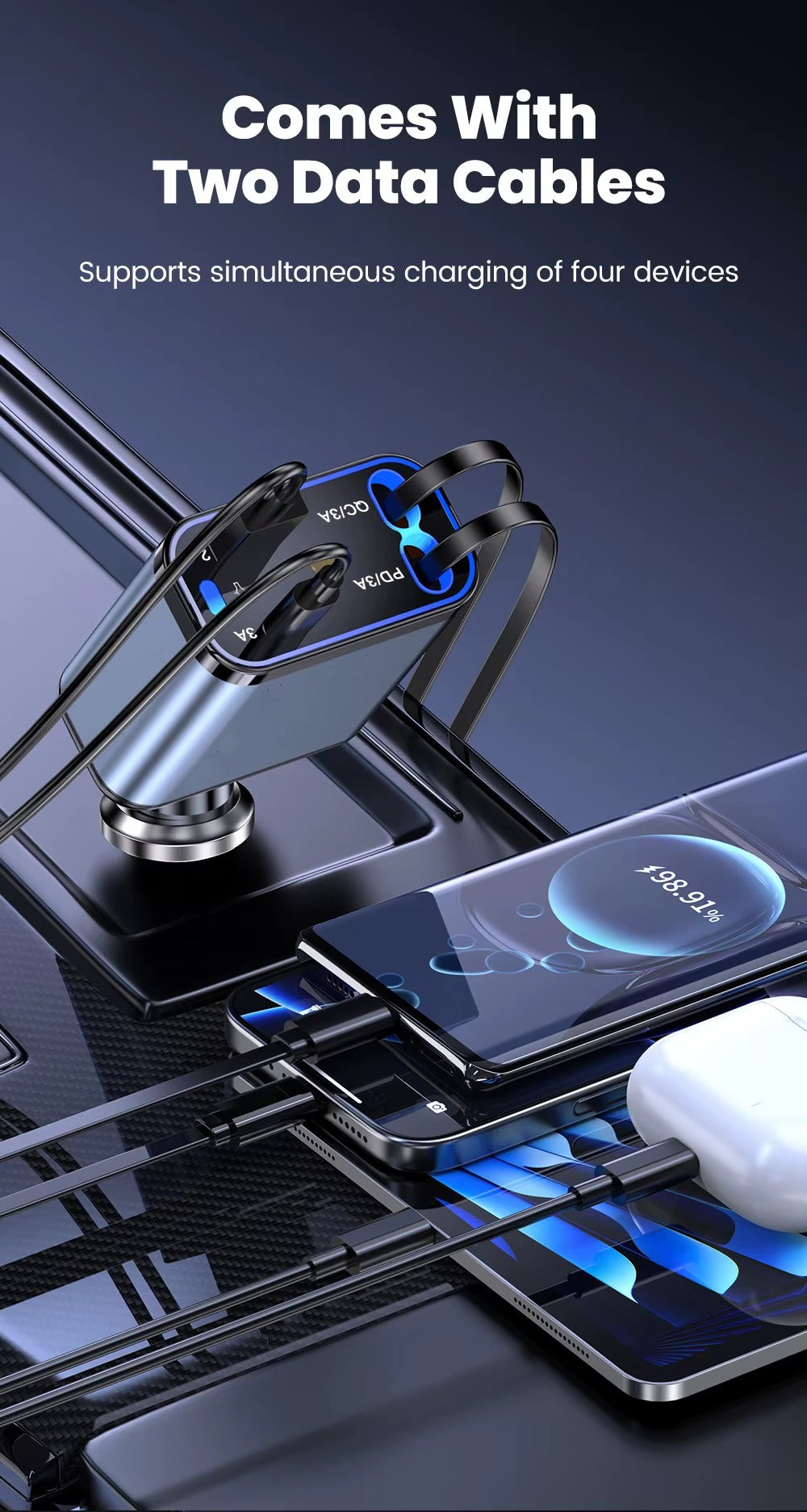 RETRACTABLE CAR CHARGER 4em 1