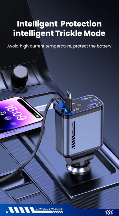 RETRACTABLE CAR CHARGER 4em 1
